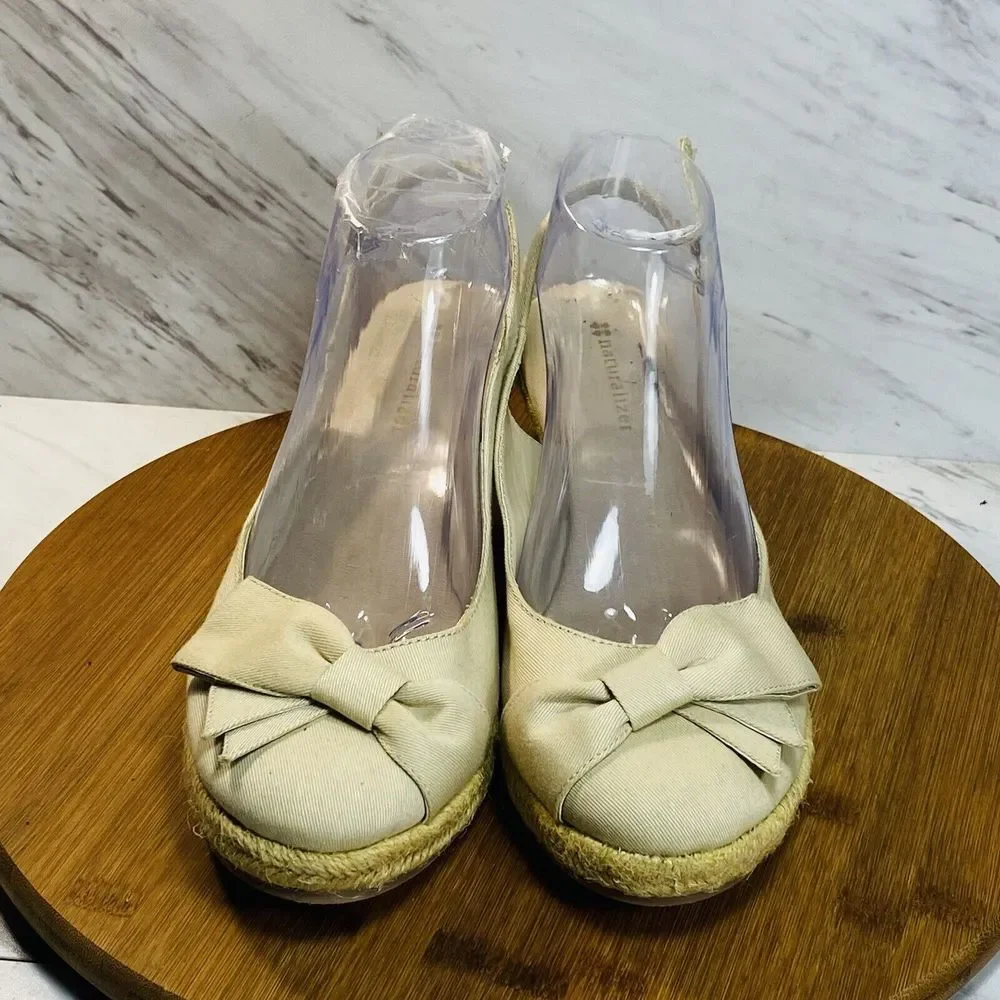 Naturalizer Bandene Natural color canvas slingback wedge 9M - Picture 3 of 7